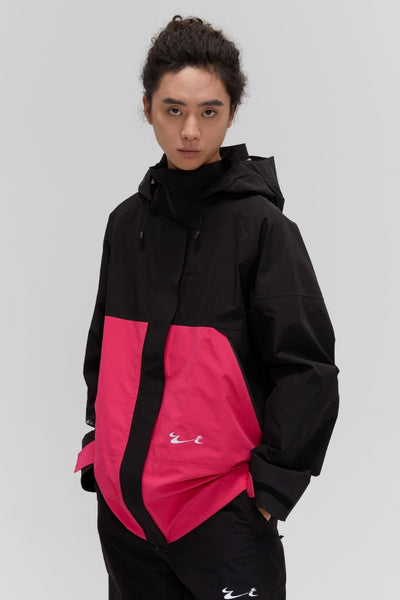 XwXwSeui Women Men Shell 3L Windproof Patchwork Baggy Waterproof Skiing Jacket