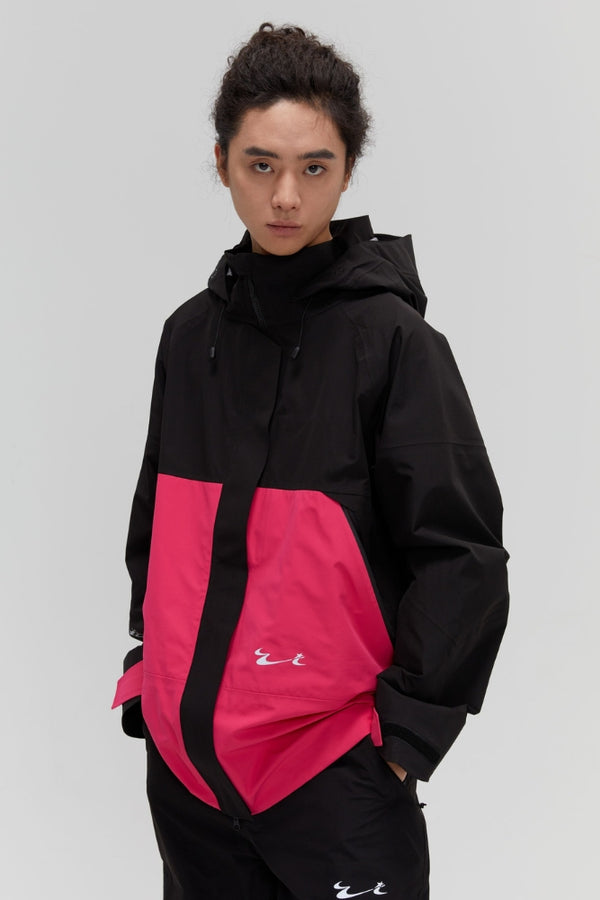 XwXwSeui Women Men Shell 3L Windproof Patchwork Baggy Waterproof Skiing Jacket