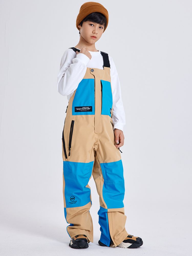 XwXwSeui Kids Colorblock Waterproof Baggy Snow Bibs