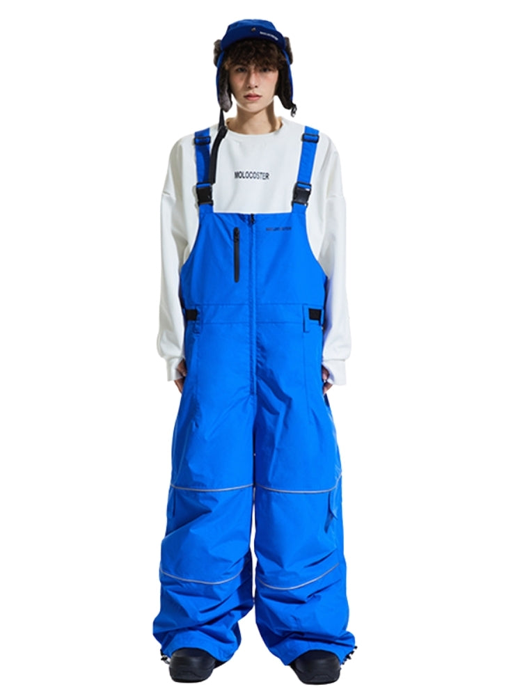 XwXwSeui Men Women Fleeced Reflective Baggy Snow Bibs