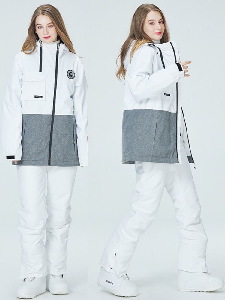 XwXwSeui Men Women Hiker Windproof Snow Suits-White Series