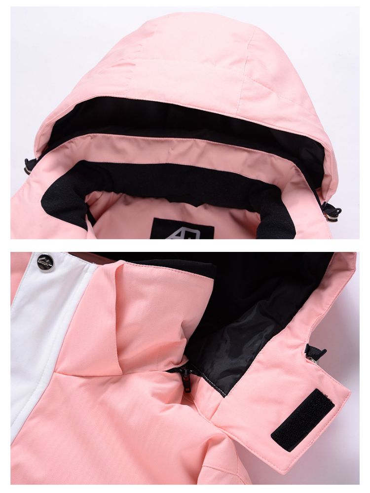 XwXwSeui Men Women Colorblock Hooded Snow Jacket