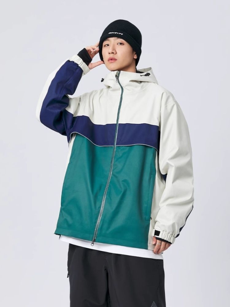 XwXwSeui Men Women Colorblock Loose Snow Jacket