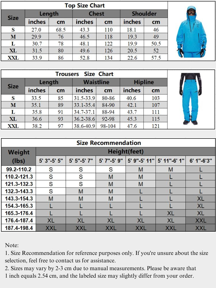 XwXwSeui Men Women 3L Waterproof Shell Snow Suits