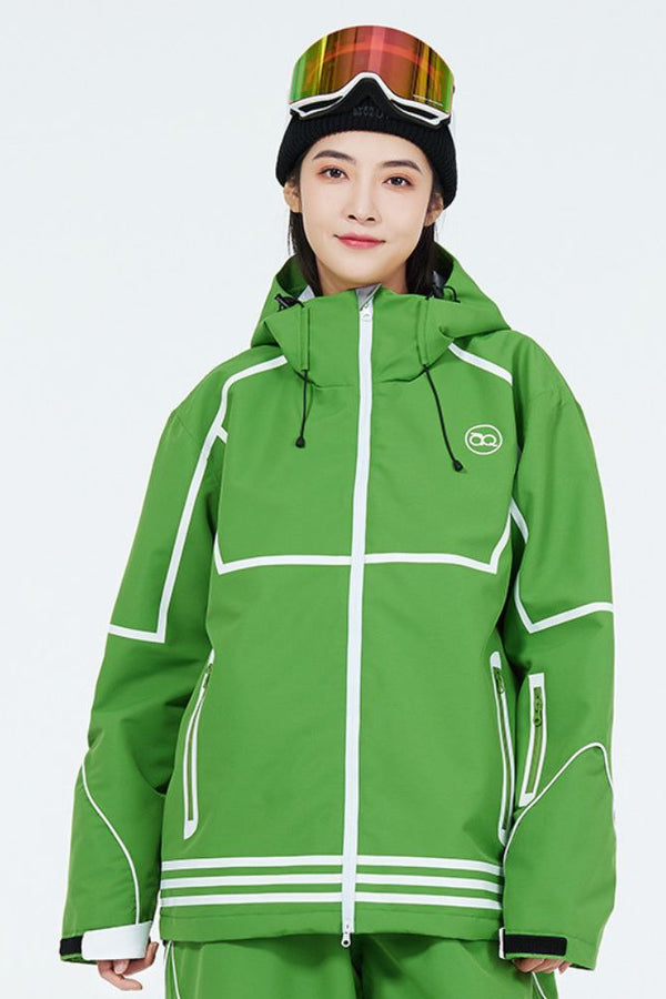 XwXwSeui Men Women Lines Hooded Snow Jacket