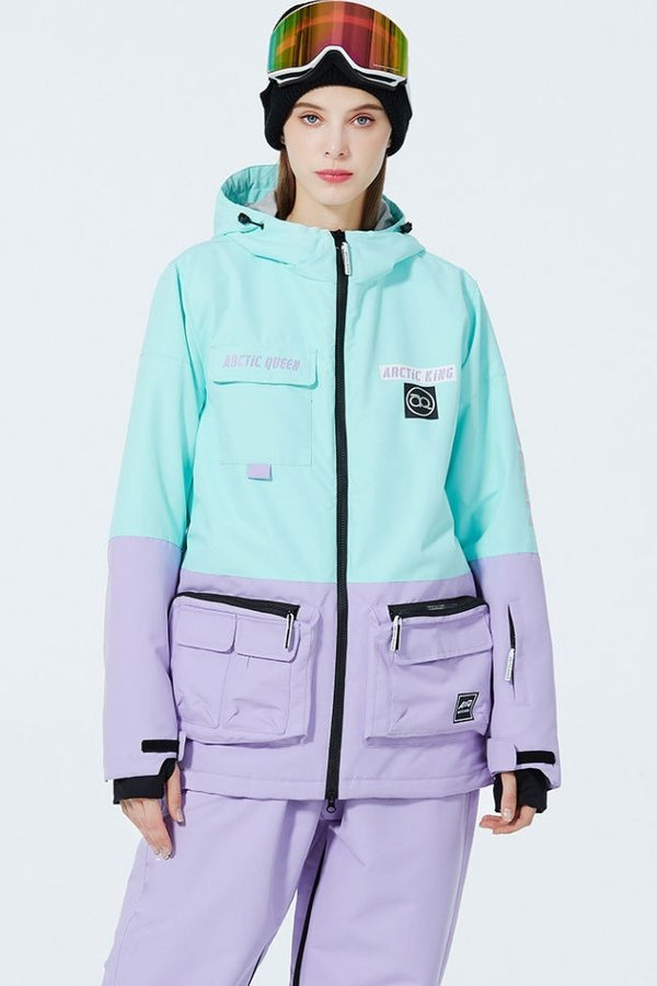 XwXwSeui Men Women Outdoor Insulated Snow Suits-Purpleblack Series