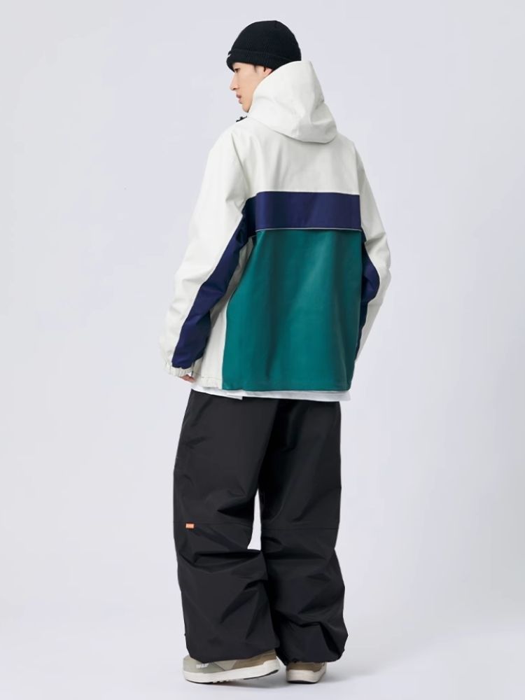 XwXwSeui Men Women Colorblock Loose Snow Jacket