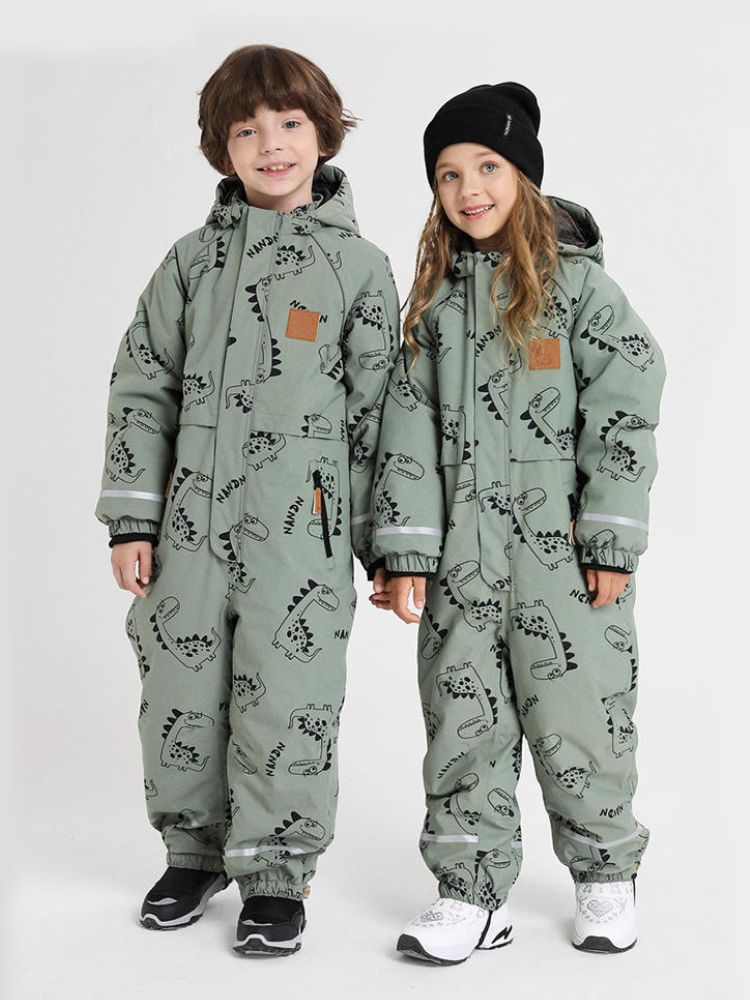 XwXwSeui Kids Insulated Animals Graphic Ski Jumpsuit