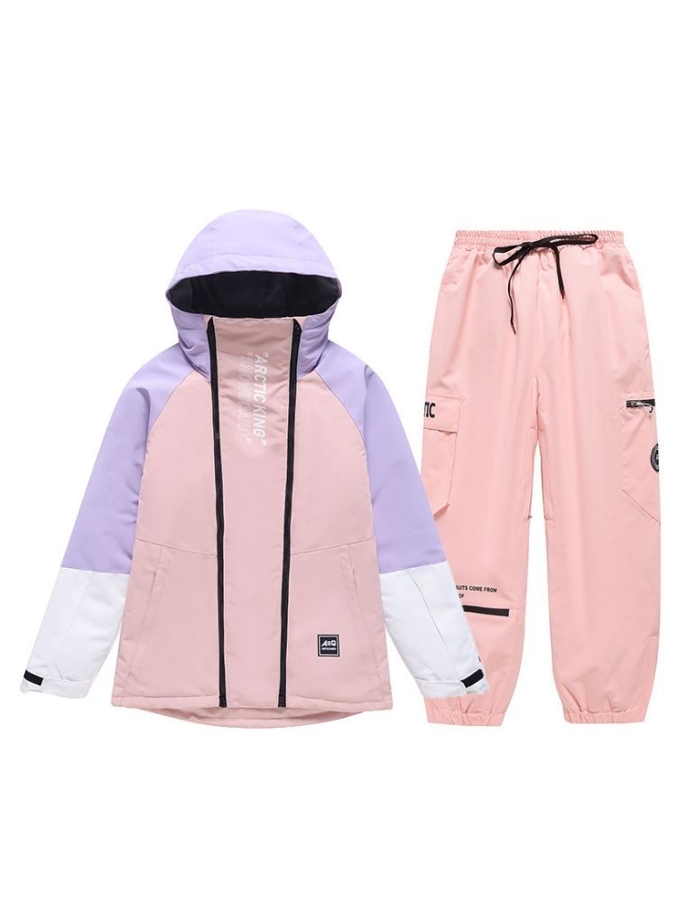 XwXwSeui Men Women Waterproof Insulated Snow Suits-Pink Series