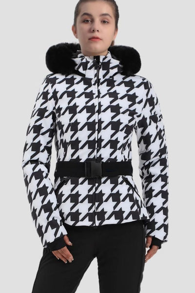 XwXwSeui Women's Insulated Slim Waterproof Hooded Insulated Skiing Jackets