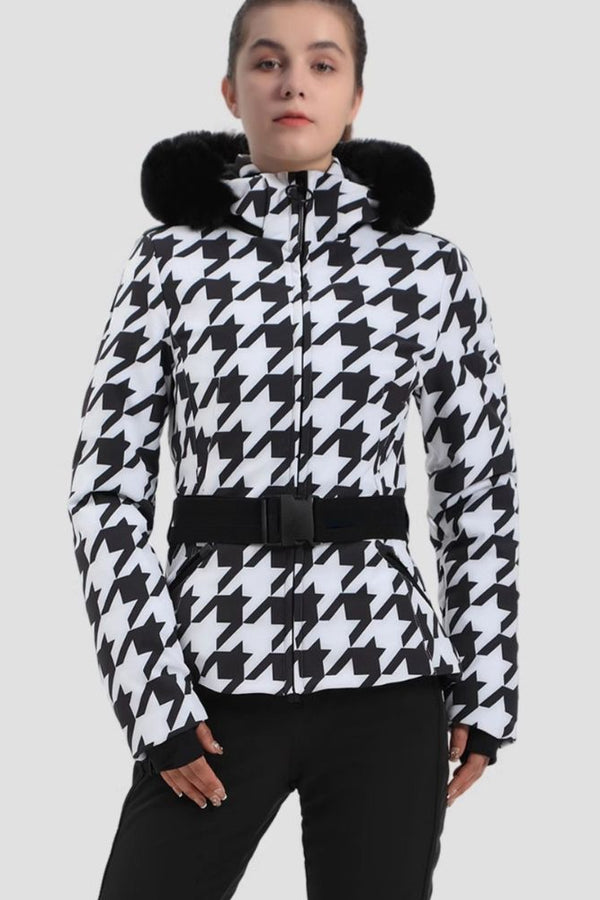 XwXwSeui Women's Insulated Slim Waterproof Hooded Insulated Skiing Jackets