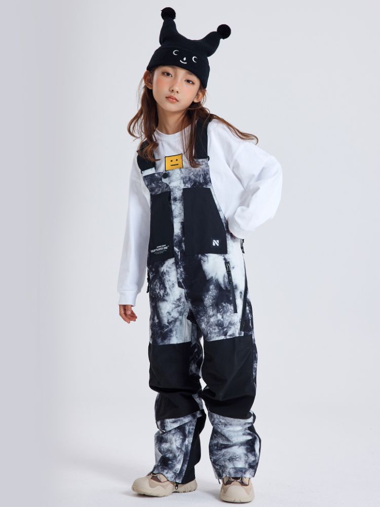 XwXwSeui Kids Colorblock Waterproof Baggy Snow Bibs