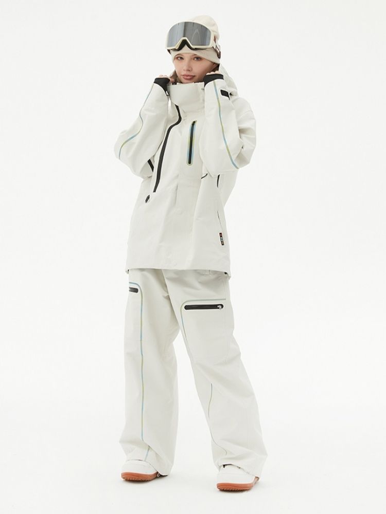 XwXwSeui Men Women 3L Shell Loose Snow Pants