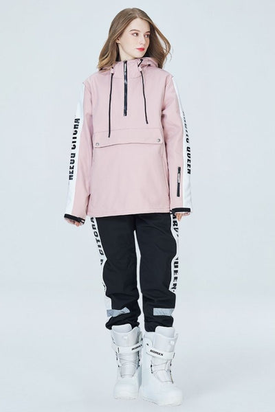 XwXwSeui Men Women Reflective Windproof Snow Suits-Pink Series