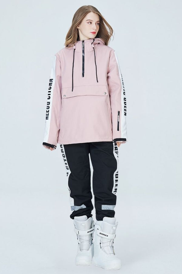 XwXwSeui Men Women Reflective Windproof Snow Suits-Pink Series