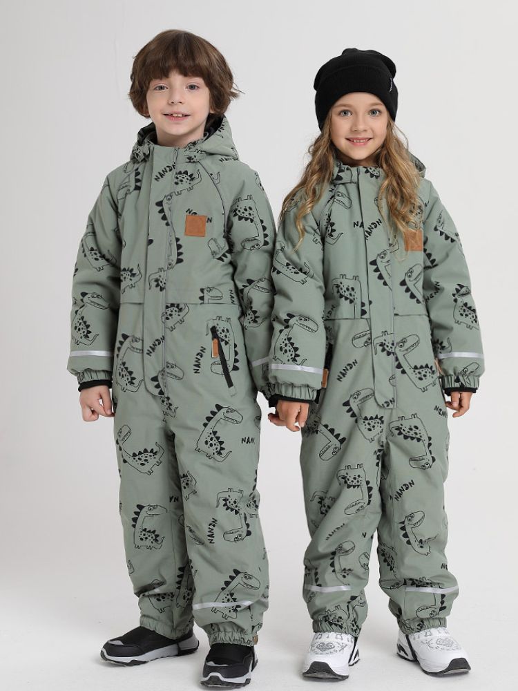 XwXwSeui Kids Insulated Animals Graphic Ski Jumpsuit