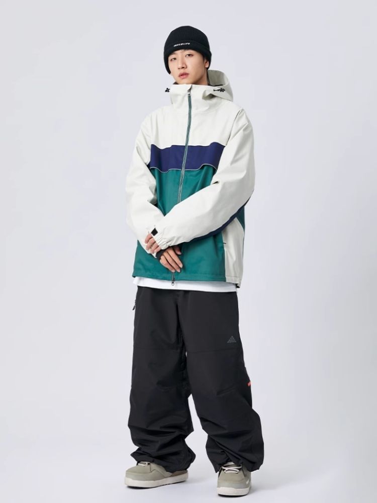 XwXwSeui Men Women Colorblock Loose Snow Jacket