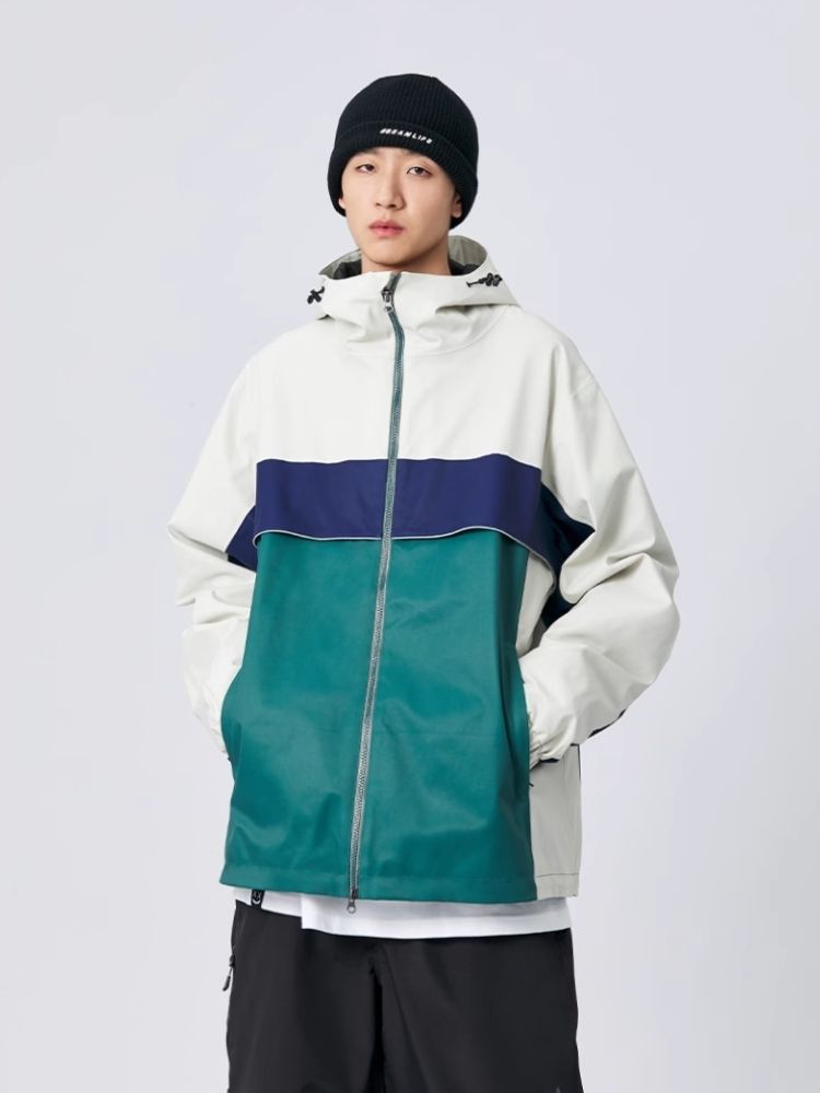 XwXwSeui Men Women Colorblock Loose Snow Jacket