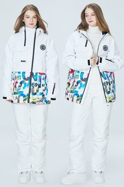 XwXwSeui Men Women Hiker Windproof Snow Suits-Letter Series