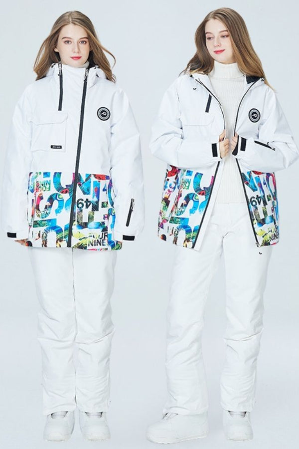 XwXwSeui Men Women Hiker Windproof Snow Suits-Letter Series