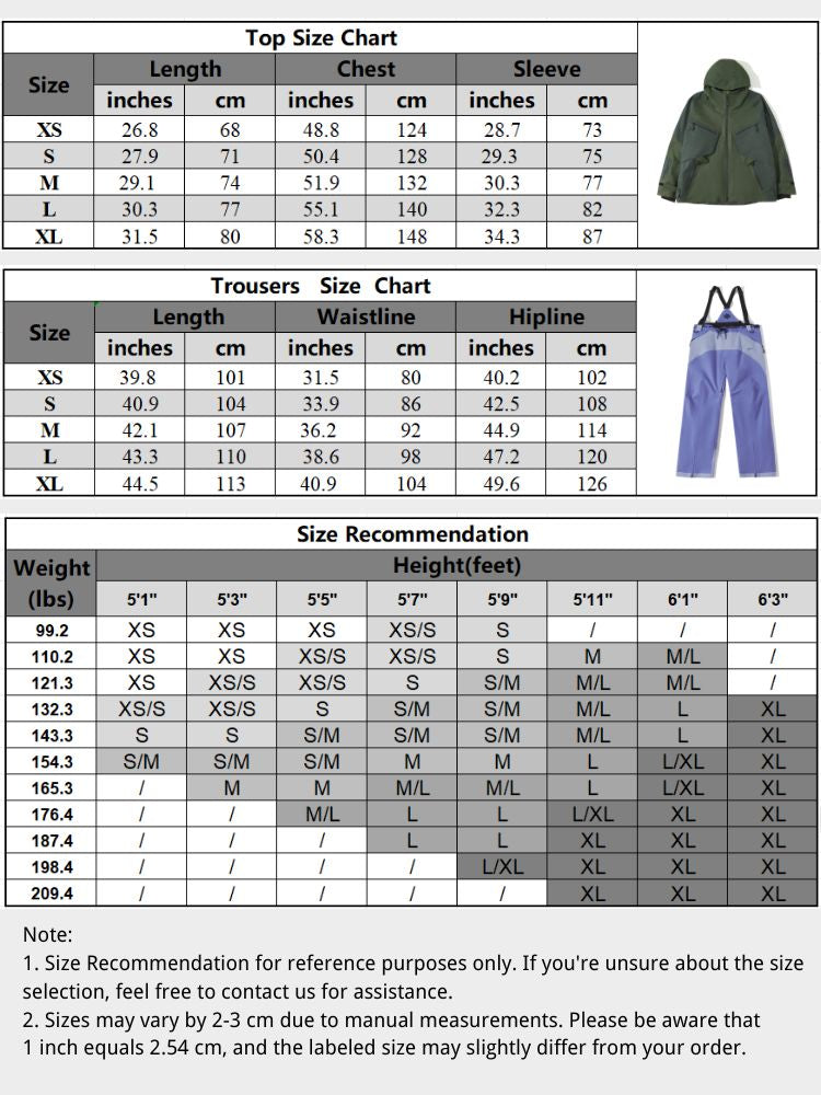 XwXwSeui Men Women Freestyle Insulated Snow Suits