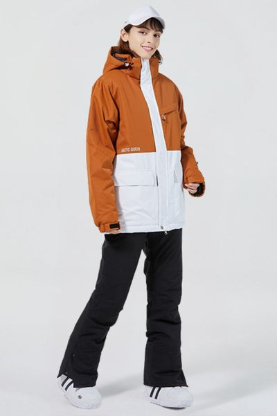 XwXwSeui Men Women Hooded Insulated Snow Suits-Brown Series