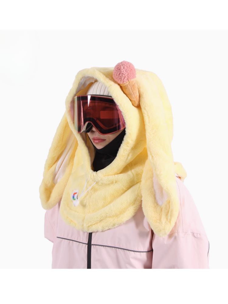 XwXwSeui Men Women Catoon Rabbit Snow Helmet Hood