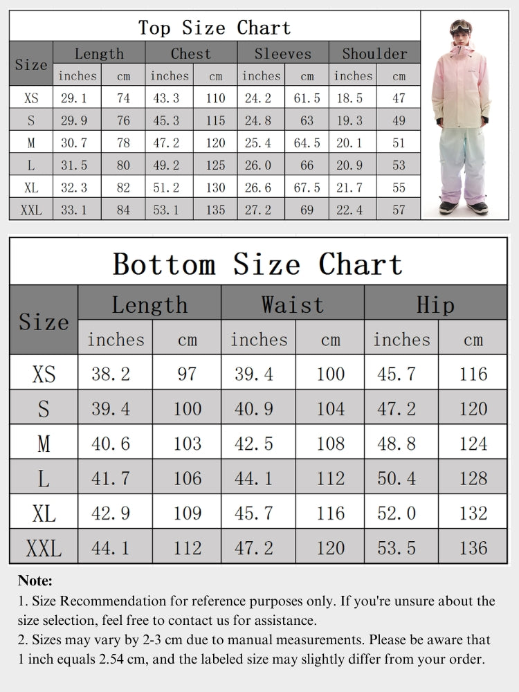 XwXwSeui Men Women 3L Rainbow Insulated Ski Suits