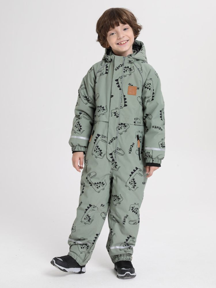 XwXwSeui Kids Insulated Animals Graphic Ski Jumpsuit