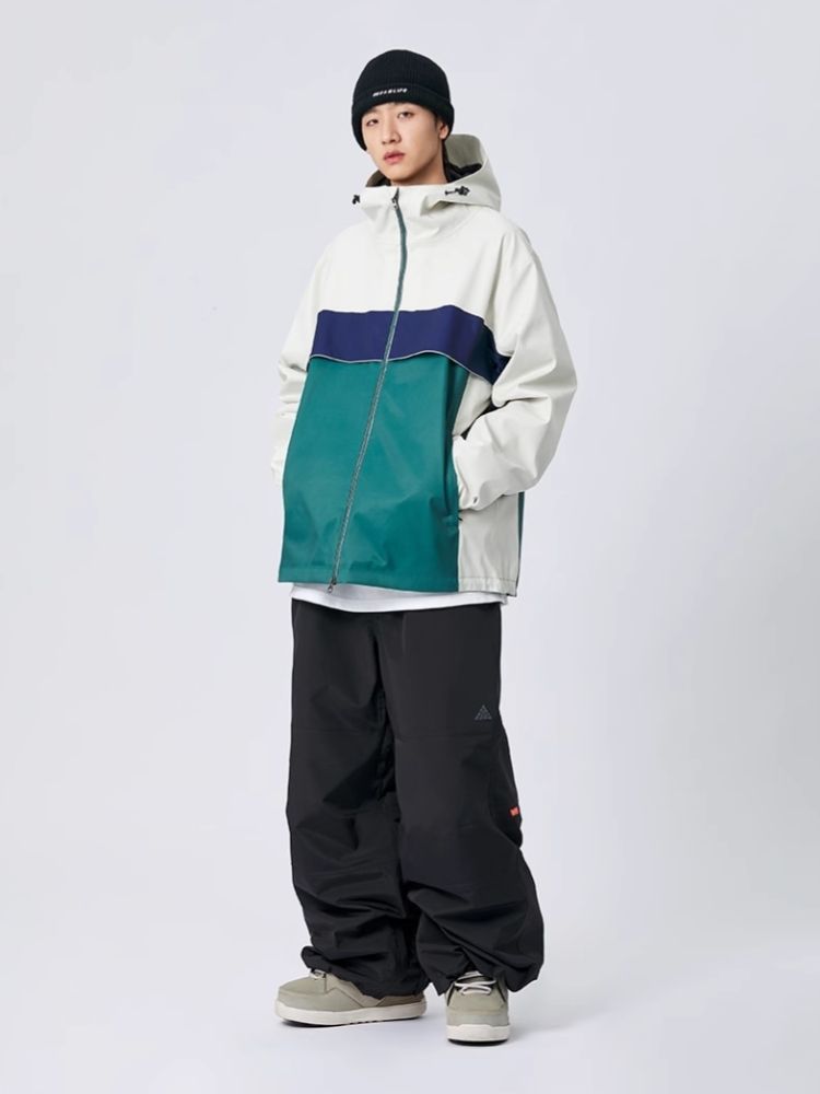 XwXwSeui Men Women Colorblock Loose Snow Jacket