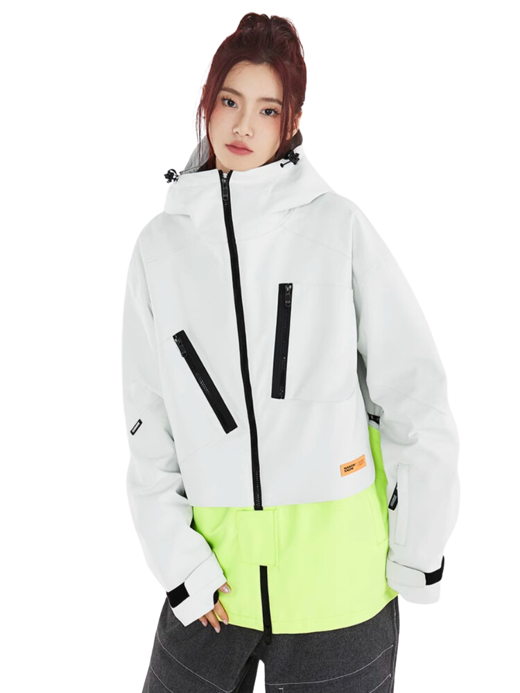 XwXwSeui Men and Women Colorblock Hood Insulated Snow Jacket