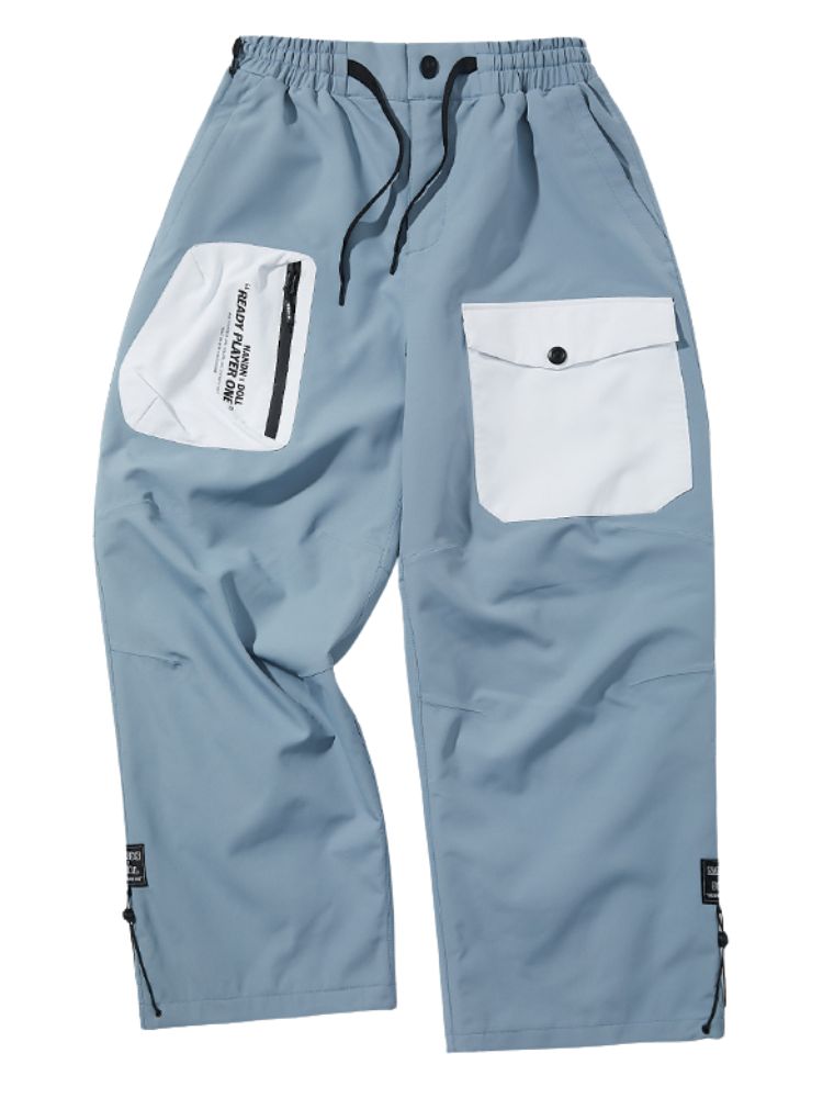 XwXwSeui Men Women Loose Colorblock Ski Pants