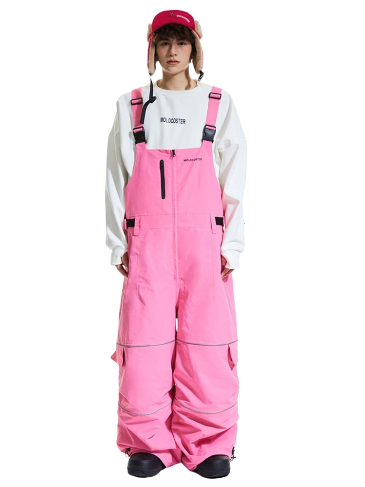 XwXwSeui Men Women Fleeced Reflective Baggy Snow Bibs