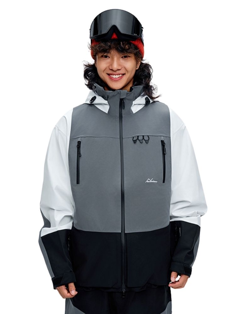 XwXwSeui Men Women Colorblock Shell Snow Jacket