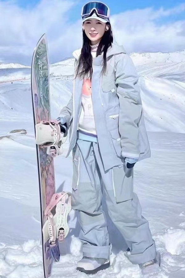 XwXwSeui Men Women 3L Blue Hooded Snow Jacket