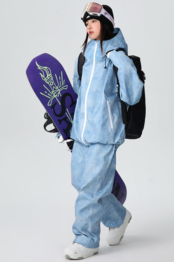 XwXwSeui Mens Womens Baggy Hooded Breathproof Solid Zipper Fashion Ski Suits