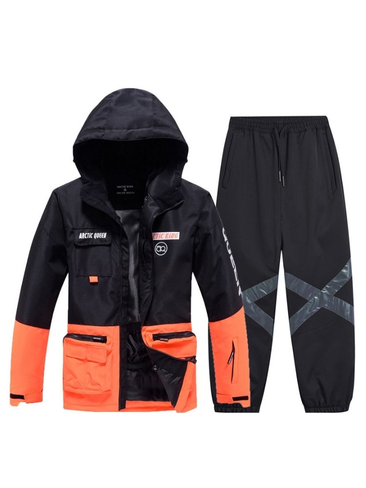 XwXwSeui Men Women Outdoor Insulated Snow Suits-Black Series