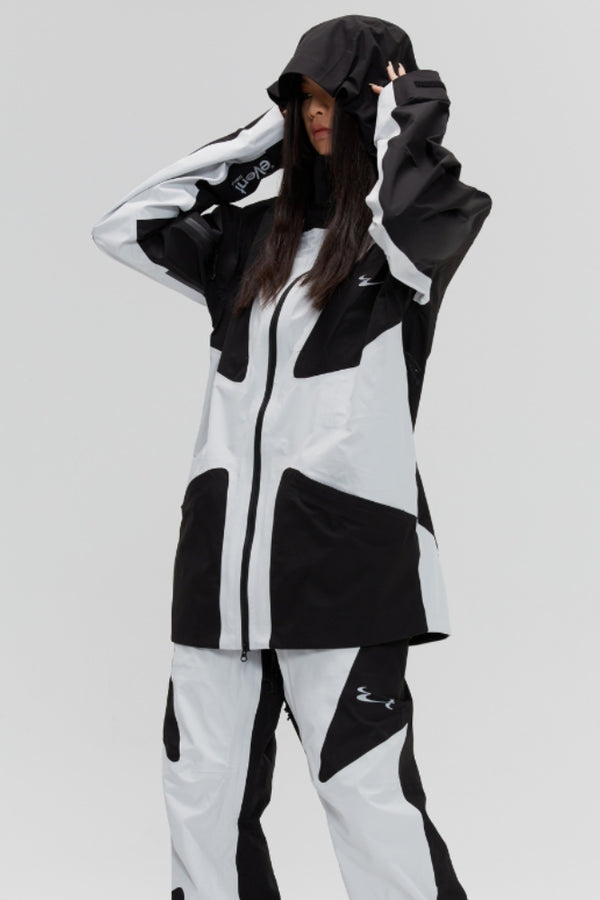 XwXwSeui Men Women Shell Patchwork Loose Waterproof Outdoor 3L Ski Jacket