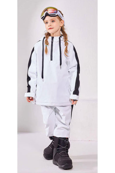 XwXwSeui Kids Insulated Waterproof Fashion Loose Half-Zipper Snowboard Suits