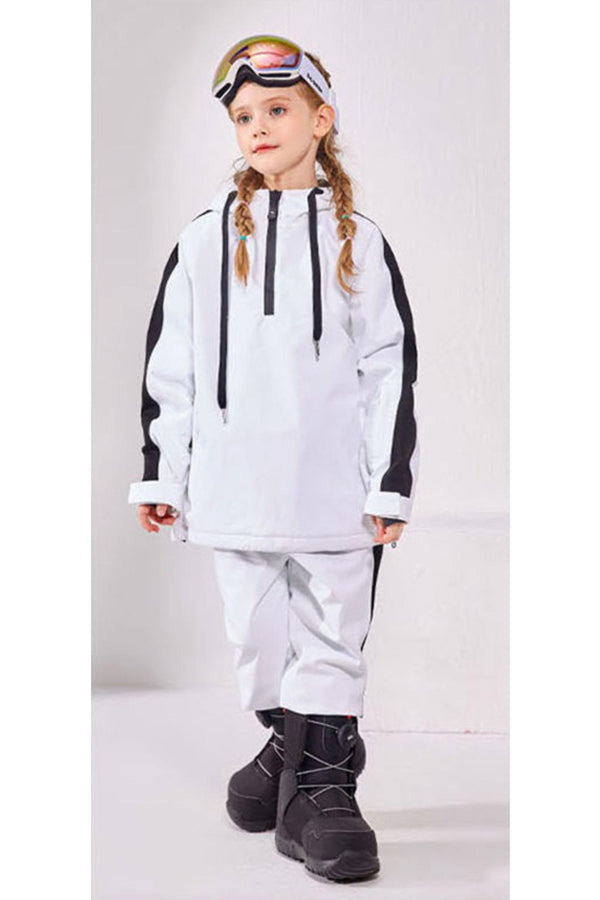 XwXwSeui Kids Insulated Waterproof Fashion Loose Half-Zipper Snowboard Suits