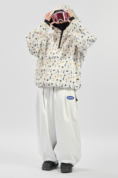 Doorek All-Over Rabbit Print & Bunny Ears Half-Zipper Insulated Skiing Suits