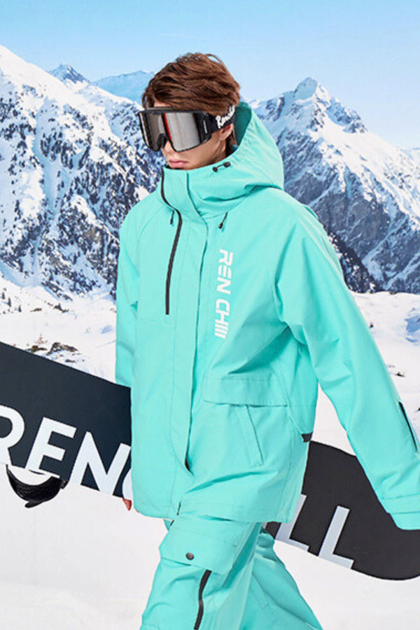 XwXwSeui Men and Women Insulated Solid 3L Breathpoof Hoooded Snow Jackets