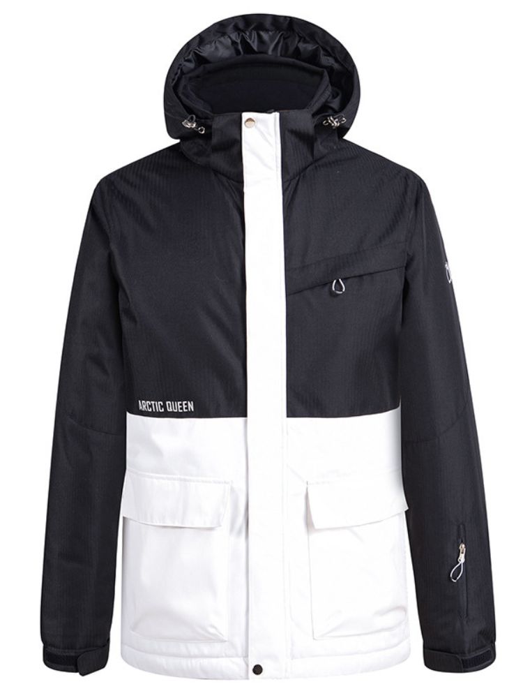 XwXwSeui Men Women Colorblock Hooded Snow Jacket