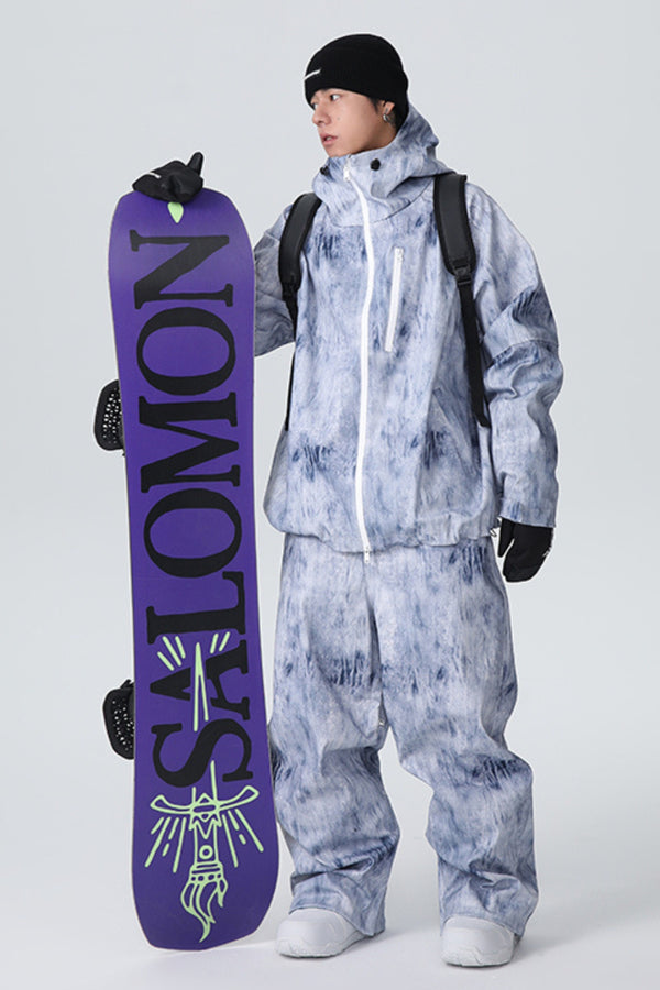 XwXwSeui Men's Women's Shell 3L Cowboys Printed Baggy Hooded Skiing Suits