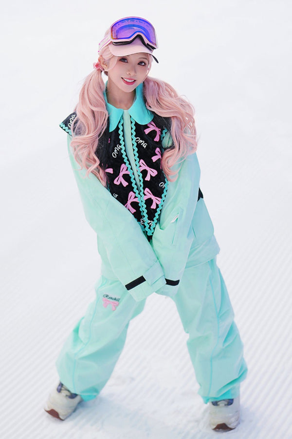 XwXwSeui Men's Women's Embroidered Waterproof Outdoor Breathproof Bow Snowboarding Suits