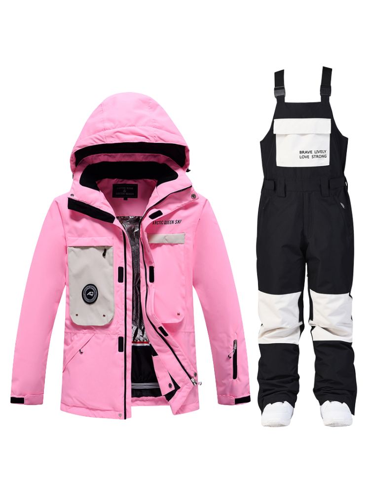 XwXwSeui Men Women Outdoor Windproof Snow Suits-Black Series