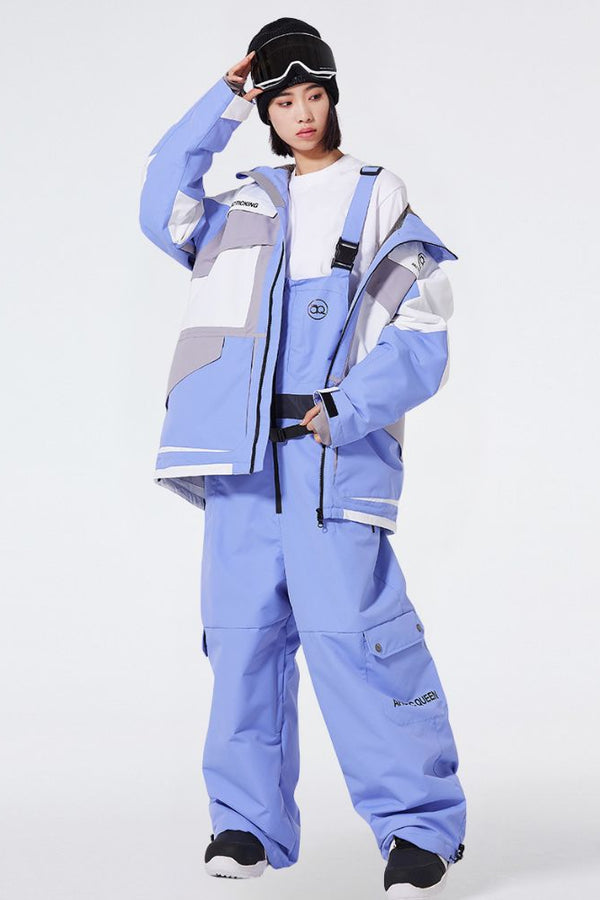 XwXwSeui Mens and Womens Insulated Baggy Cargo Fashion Waterproof Snowboard Suit