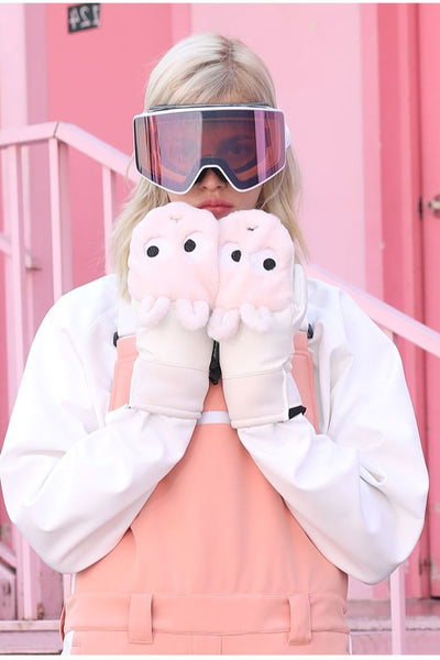 XwXwSeui Men Women Cartoon Bunny Furry Snow Mittens