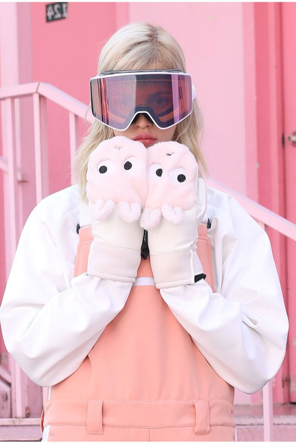 XwXwSeui Men Women Cartoon Bunny Furry Snow Mittens