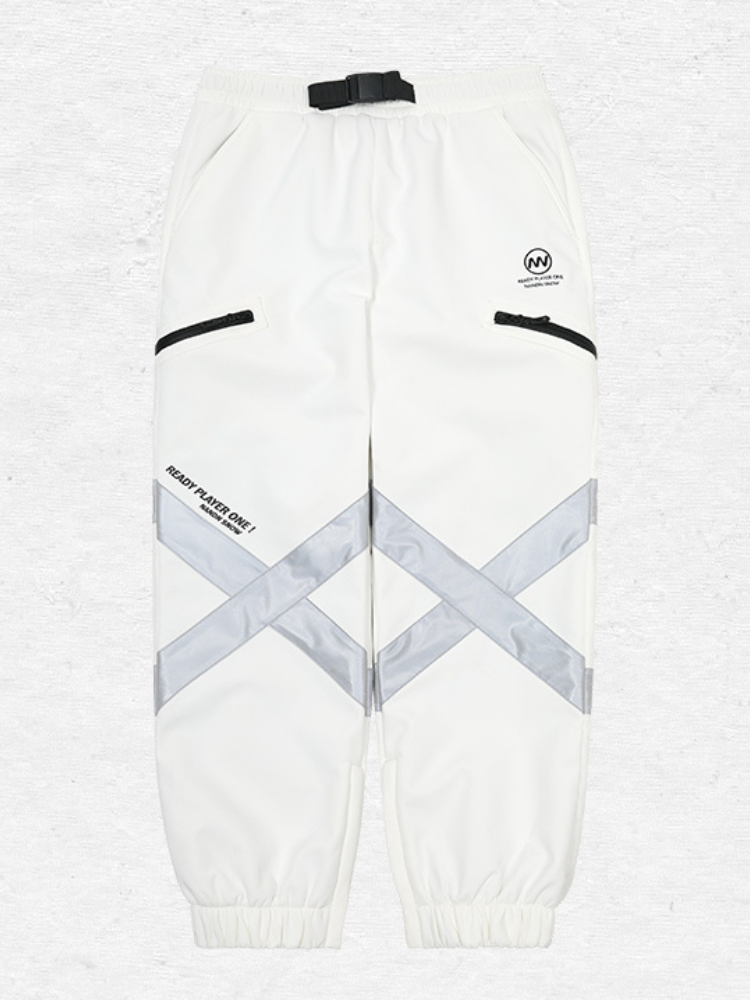 XwXwSeui Men Women Loose Ski Reflective Strip Ski Pants